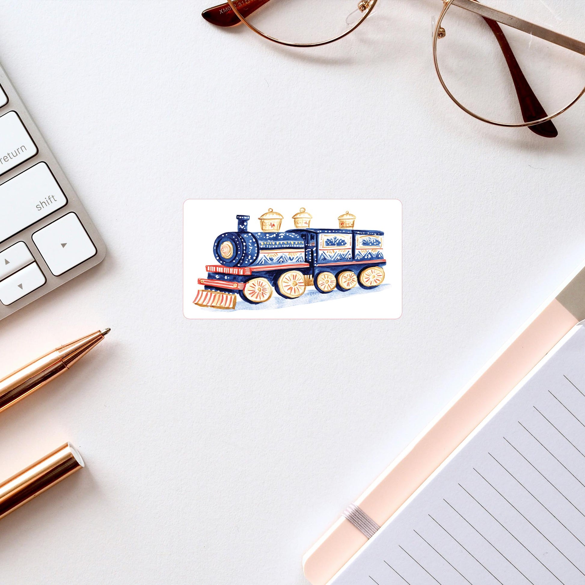 Vinyl Sticker-Blue Noel - A Grand Millennial Christmas Train -2