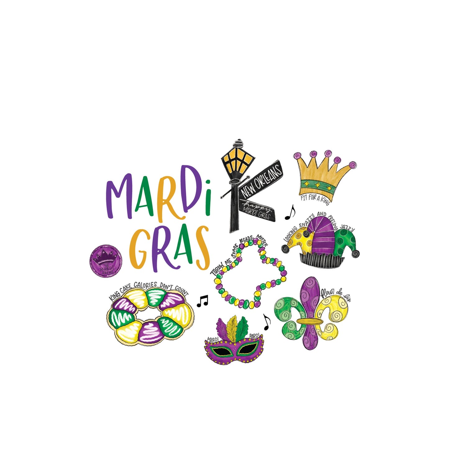 Vinyl Sticker-Mardi Gras Icons