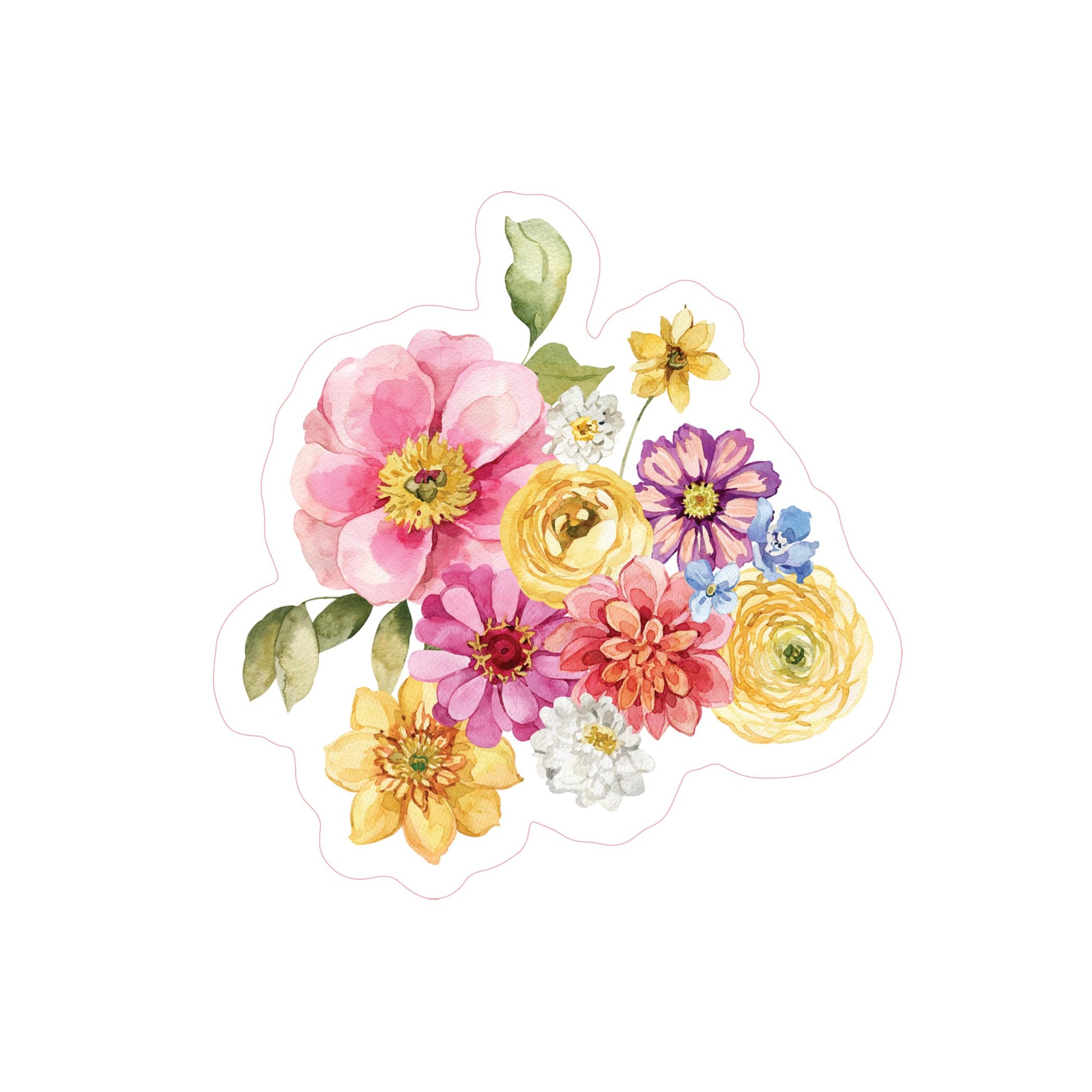 Vinyl Sticker-Fantasy Garden Floral Bunch 2 -3