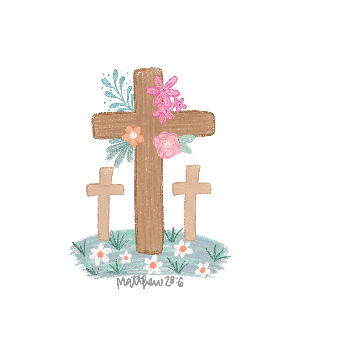 Vinyl Sticker-Floral Cross Matthew 28:6