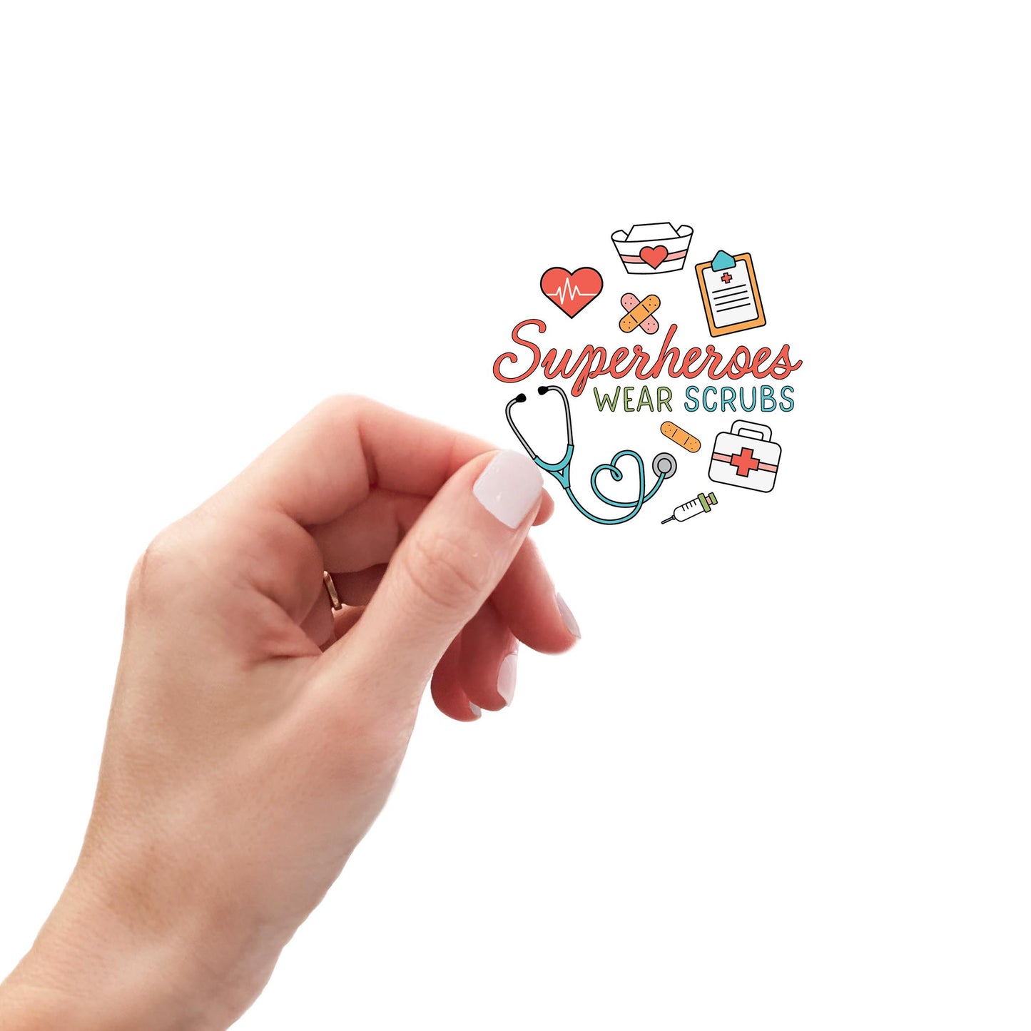 Vinyl Sticker-Superheroes Wear Scrubs