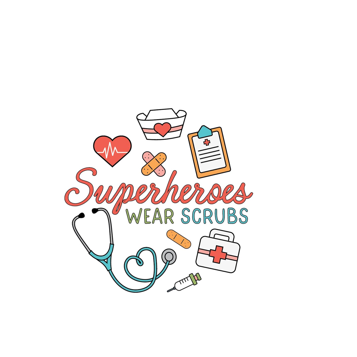 Vinyl Sticker-Superheroes Wear Scrubs