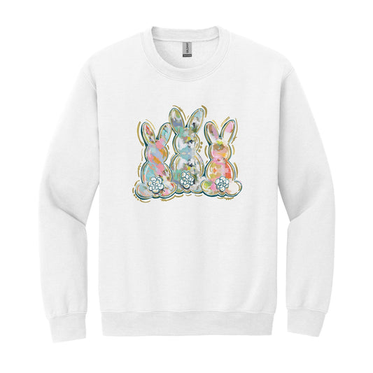 Gildan Sweatshirt White-Painted Bunny Trio