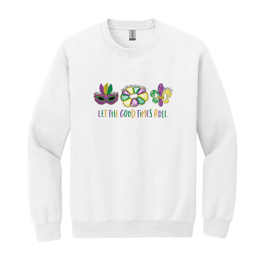 Gildan Sweatshirt White-Mardi Gras Let The Good Times Roll