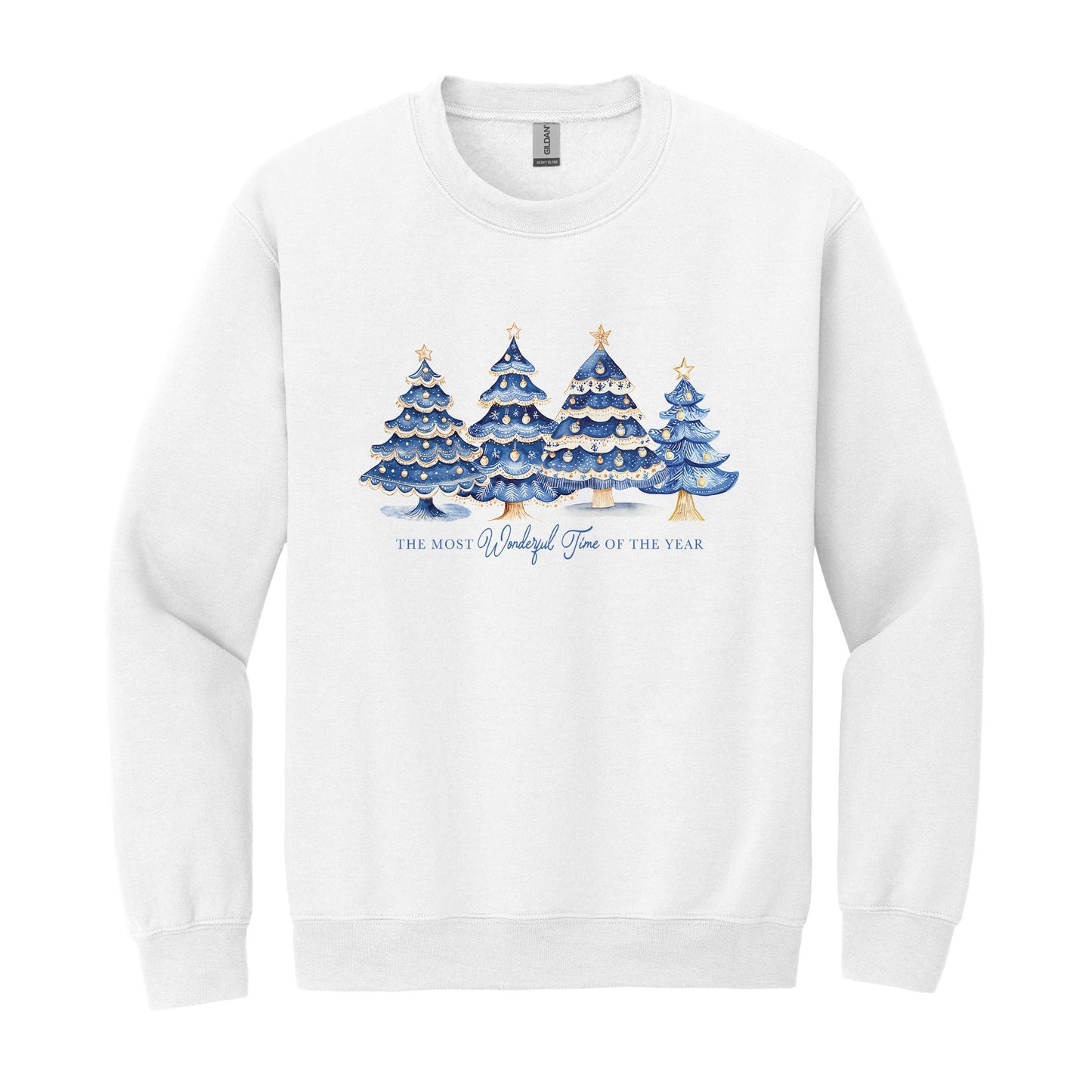 Gildan Sweatshirt White-Blue Noel - A Grand Millennial Christmas -0