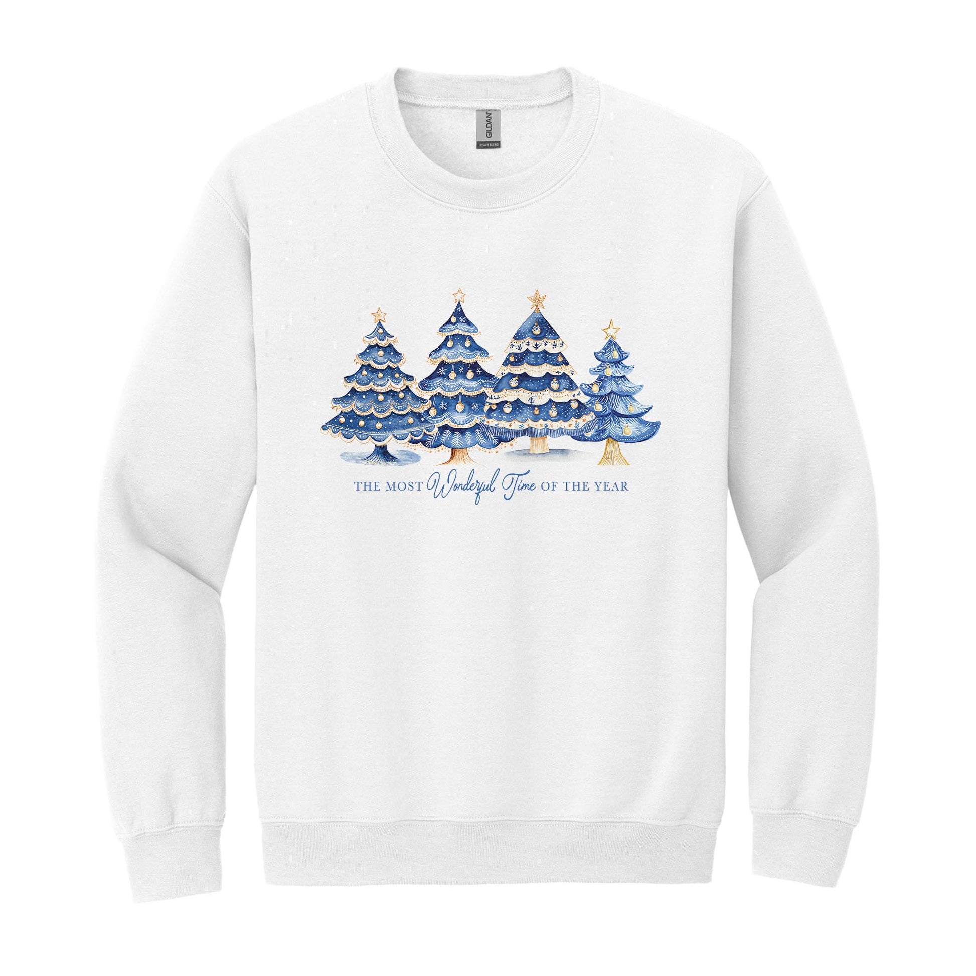 Gildan Sweatshirt White-Blue Noel - A Grand Millennial Christmas -0