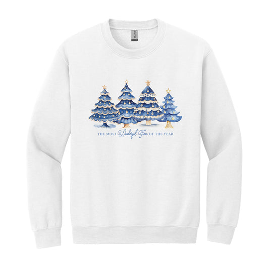 Gildan Sweatshirt White-Blue Noel - A Grand Millennial Christmas -0