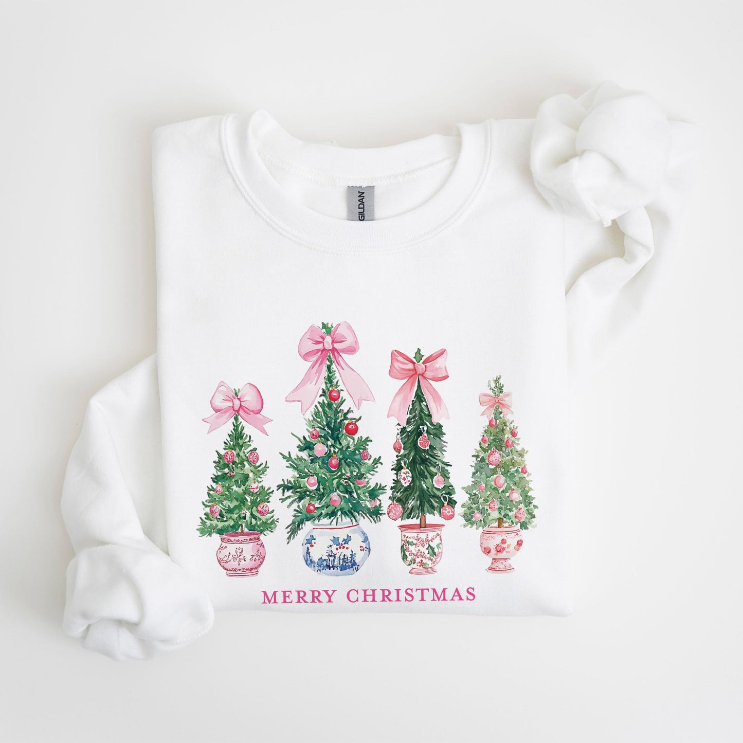 Gildan Sweatshirt White-Blush & Baubles - A Grand Millennial Christmas -4