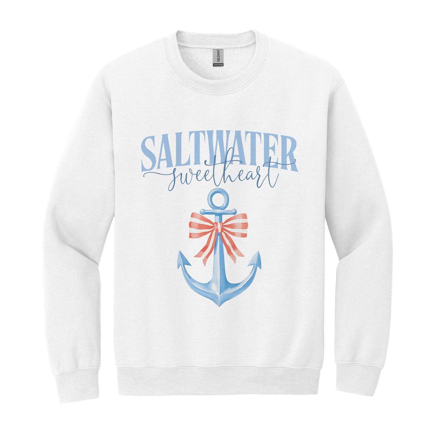 Gildan Sweatshirt White-New England Tides Saltwater Sweetheart -0