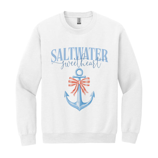Gildan Sweatshirt White-New England Tides Saltwater Sweetheart -0