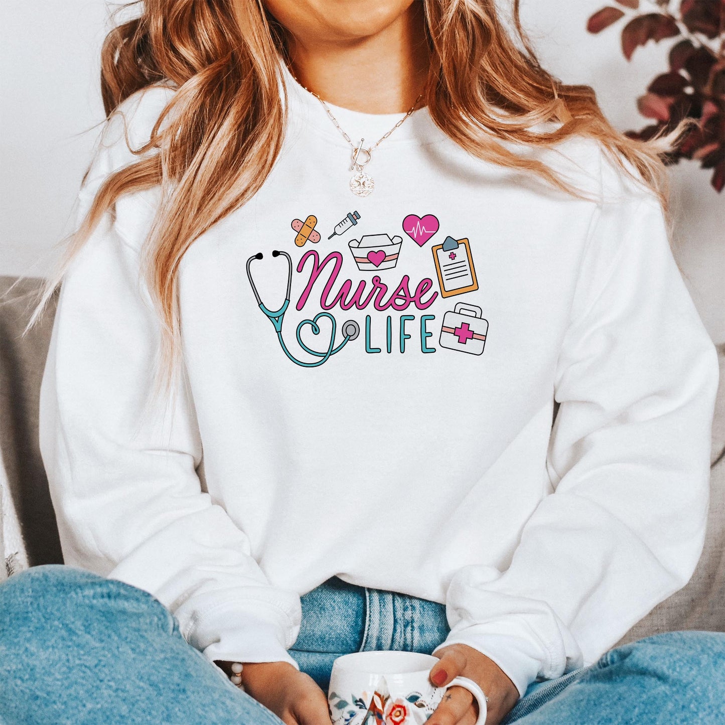 Gildan Sweatshirt White-Nurse Life