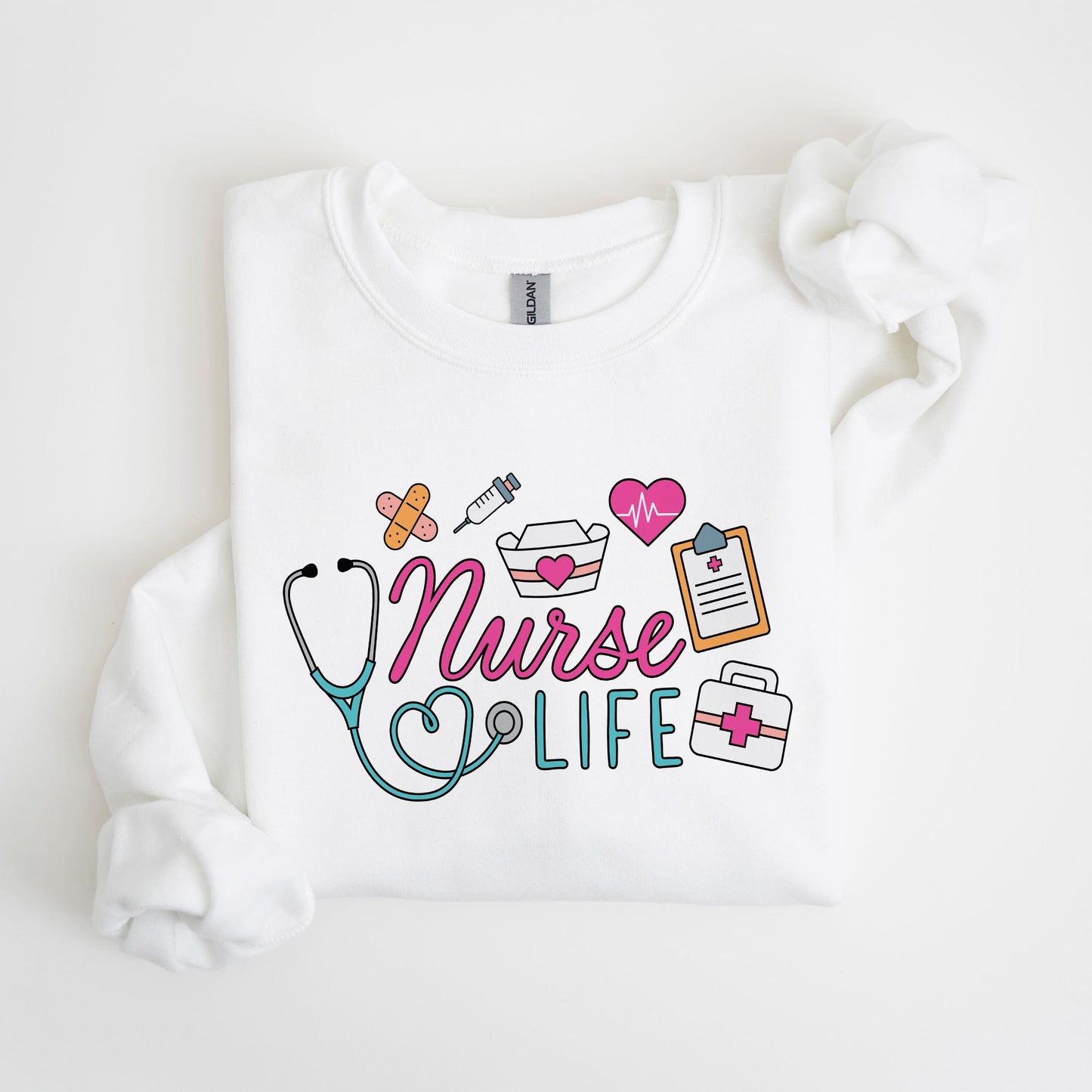 Gildan Sweatshirt White-Nurse Life