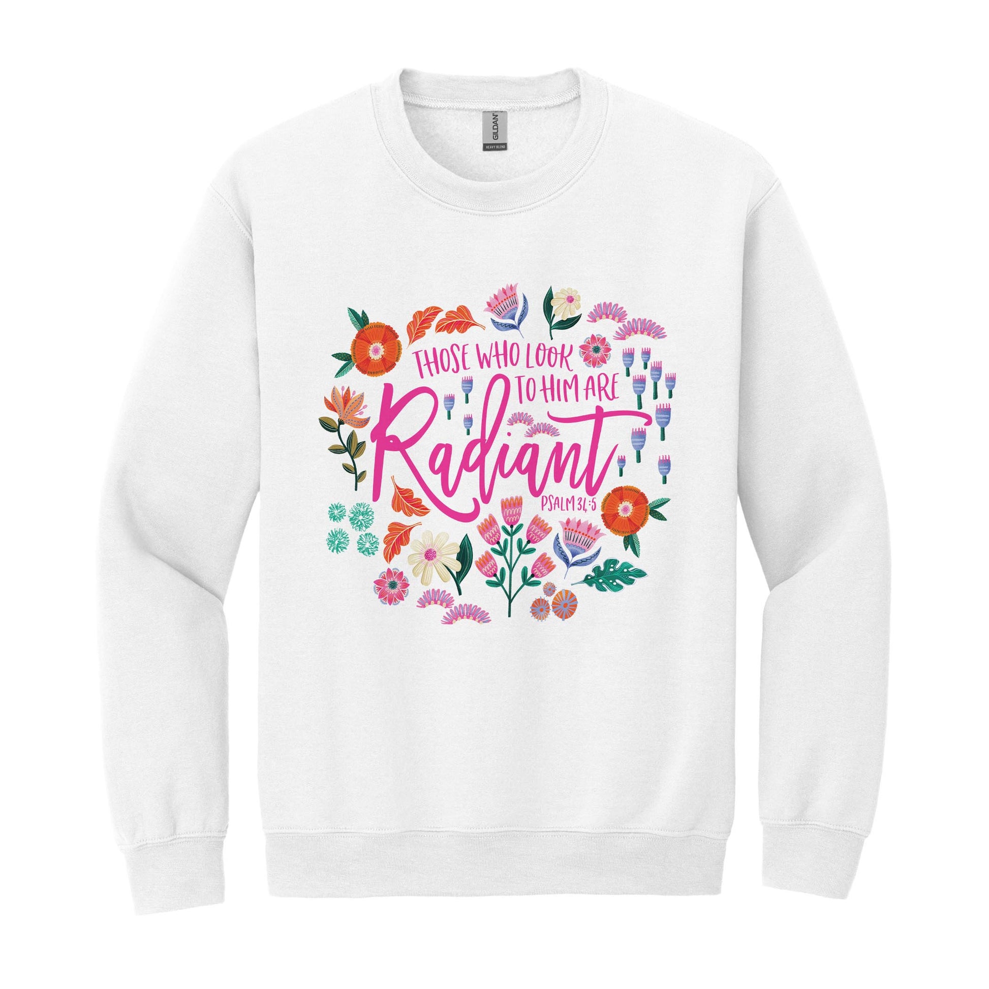 Gildan Sweatshirt White-Radiant Hope Those Who Look To Him -0