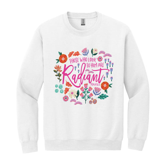 Gildan Sweatshirt White-Radiant Hope Those Who Look To Him -0