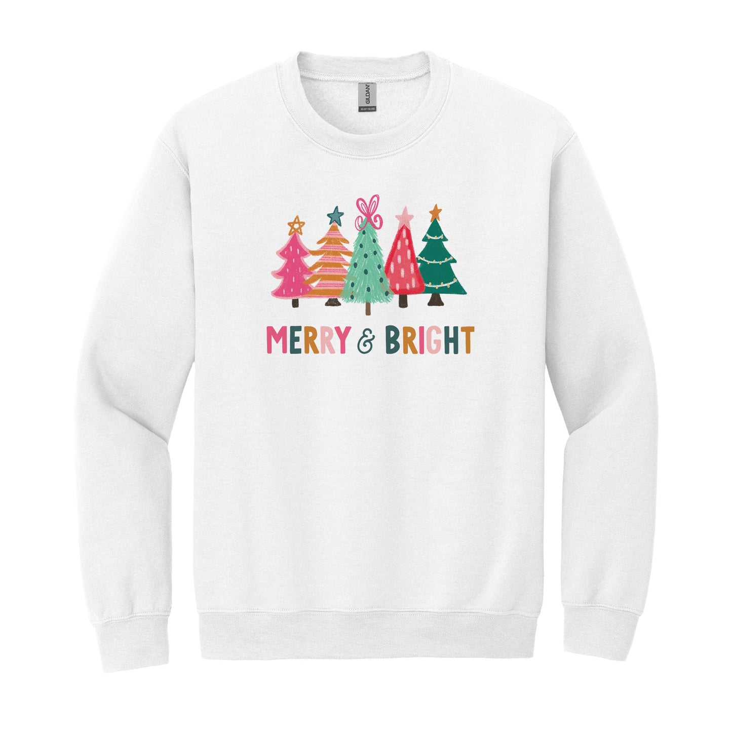 M Gildan Sweatshirt White-Whimsy Wonderland Merry & Bright