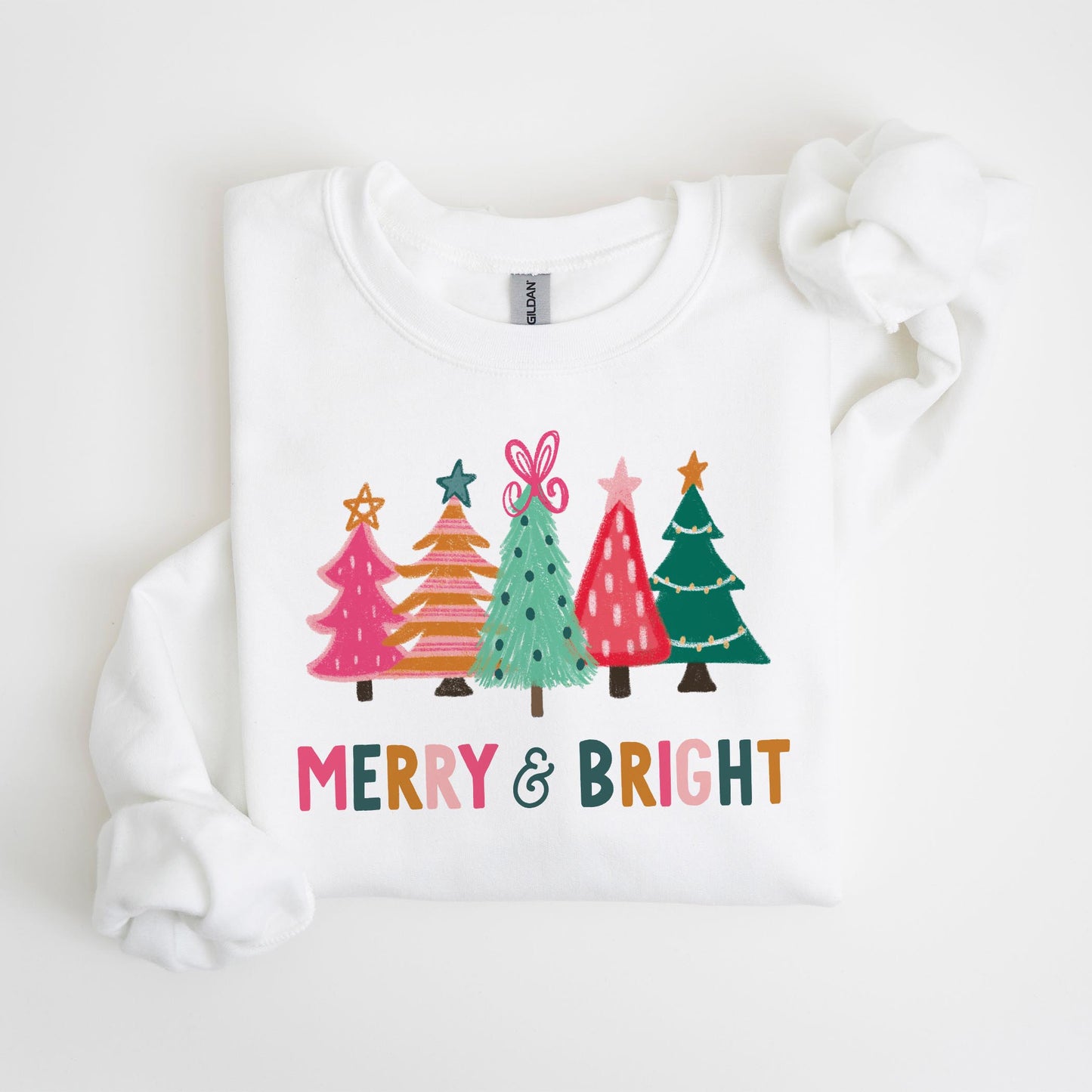 M Gildan Sweatshirt White-Whimsy Wonderland Merry & Bright