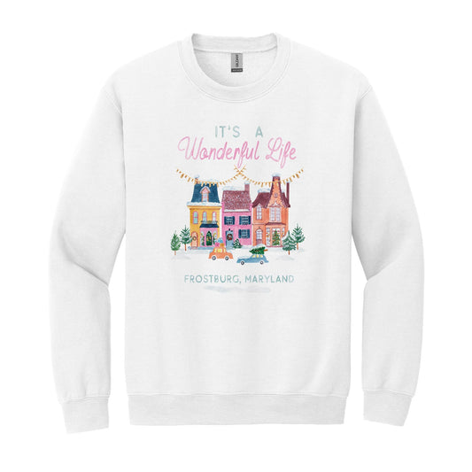 Gildan Sweatshirt White-It's A Wonderful Life