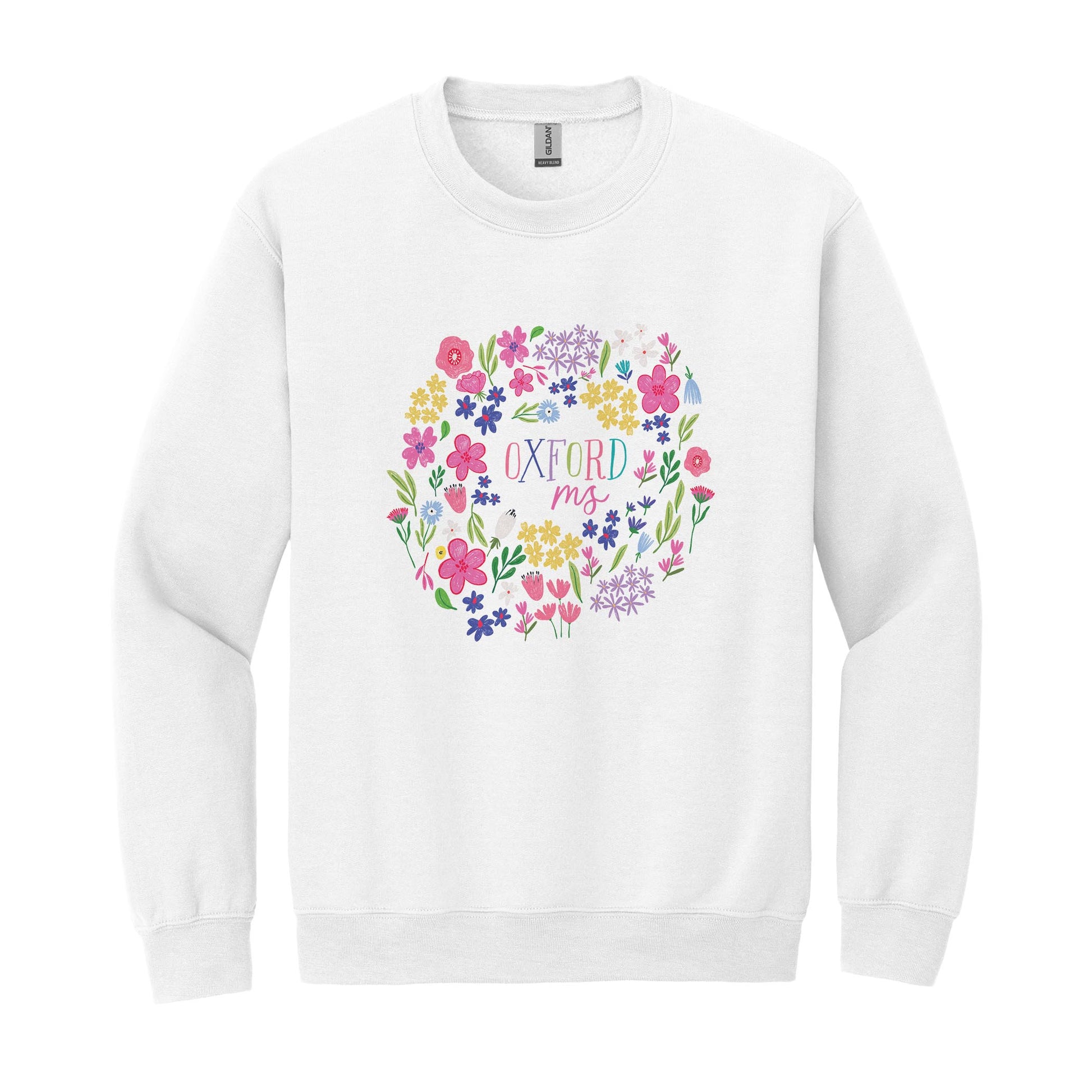 Gildan Sweatshirt White-Flower Confetti City & State -0