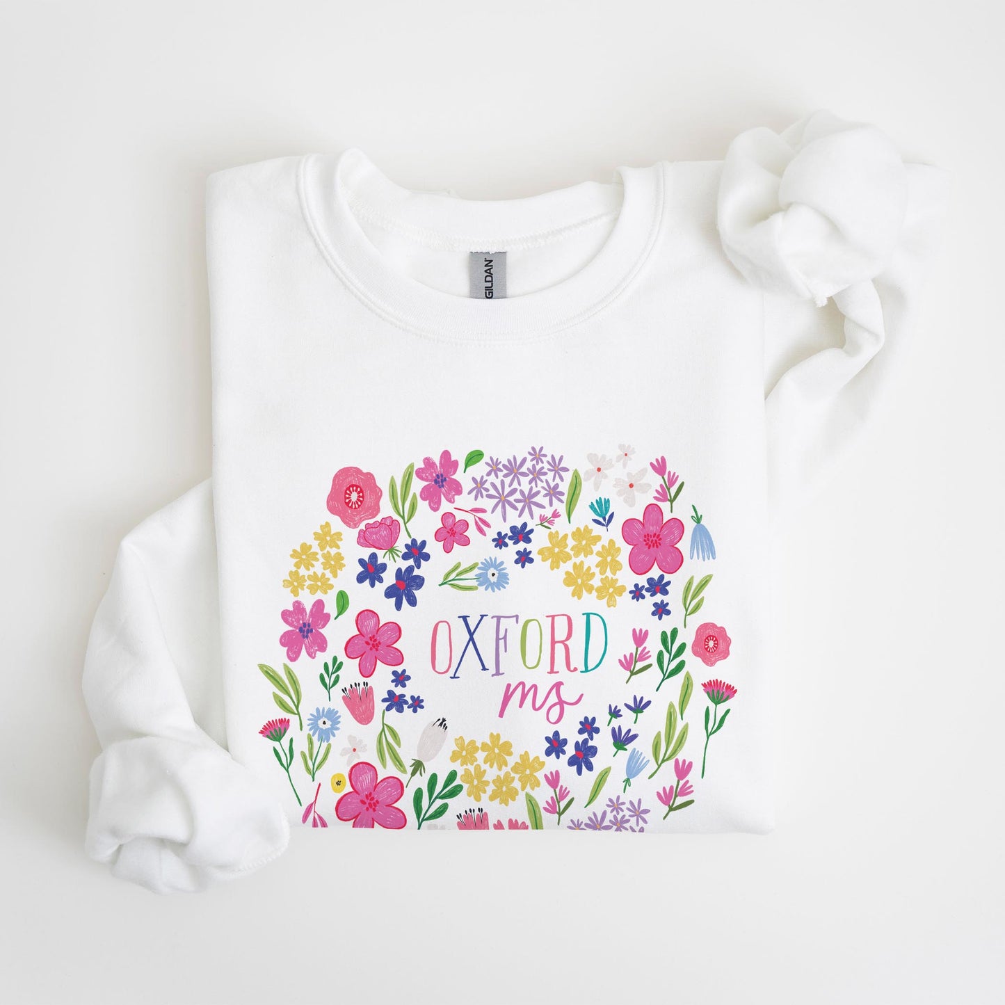 Gildan Sweatshirt White-Flower Confetti City & State -4