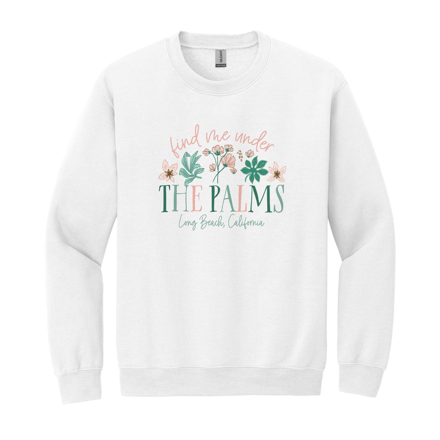 Gildan Sweatshirt White-Love+Local Lush Tropics -0