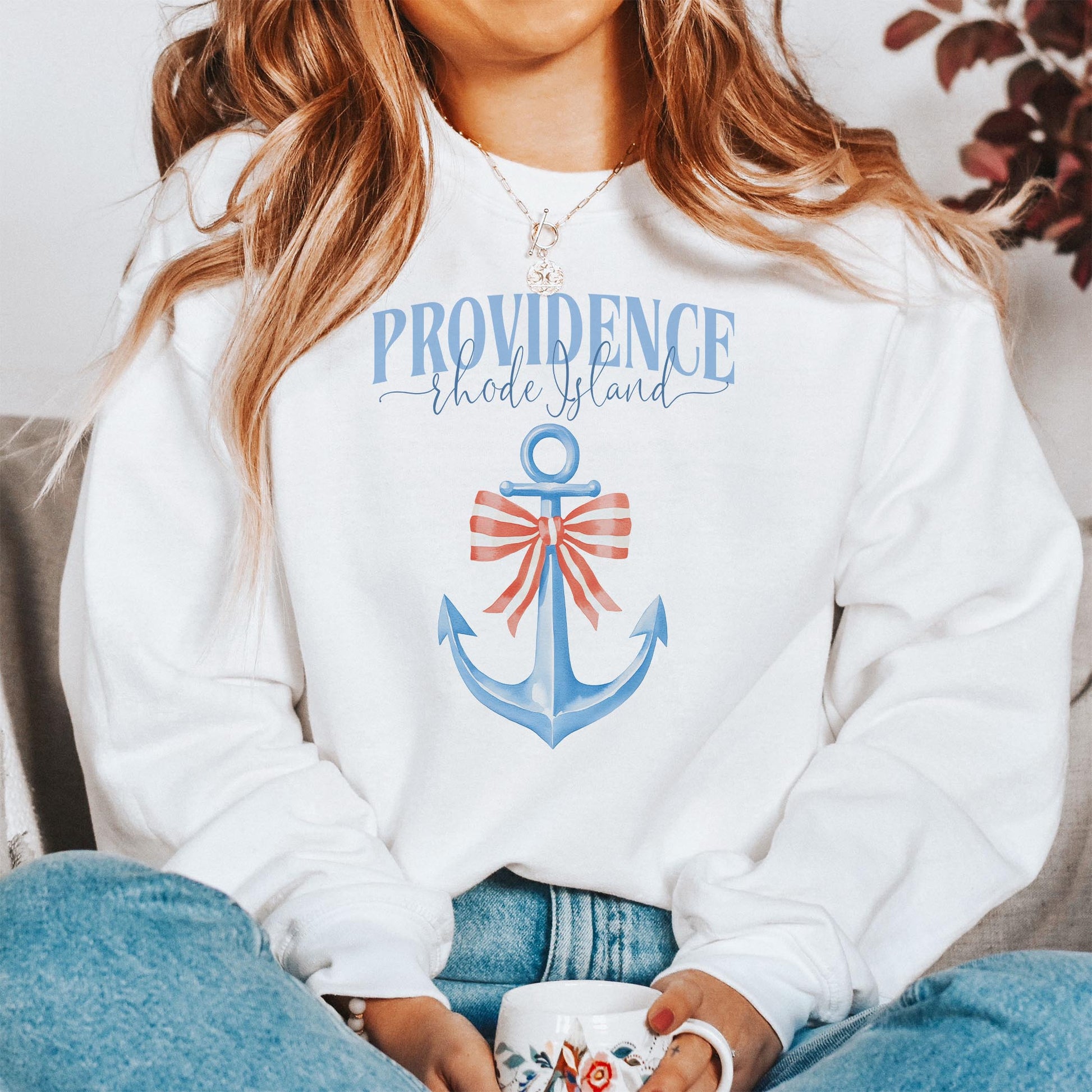 Gildan Sweatshirt White-Love+Local New England Tides -1