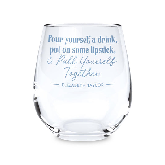 15oz Stemless Wine Glass-Chinoiserie Chic Pull Yourself Together