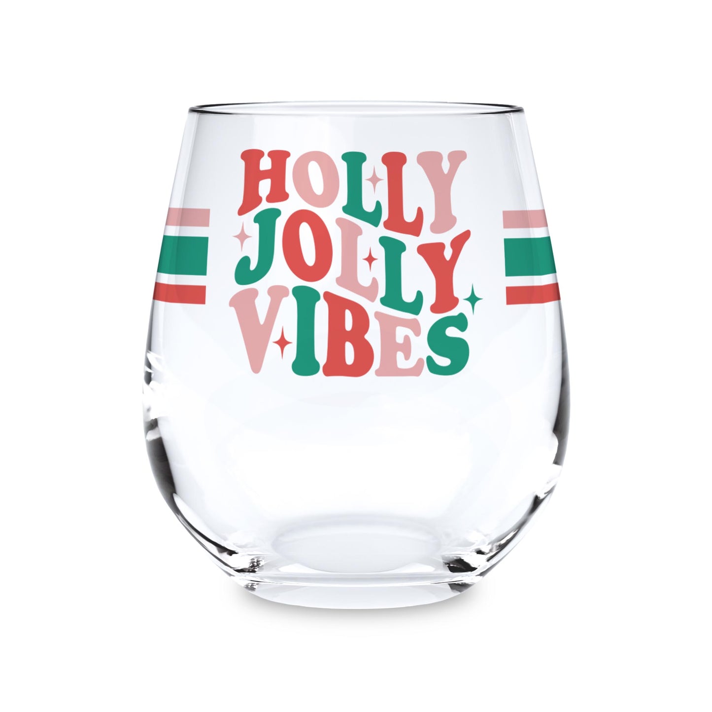 15oz Stemless Wine Glass-Holly Jolly Vibes