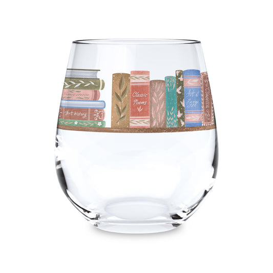 15oz Stemless Wine Glass-Pretty Little Chapters Book Shelf -0