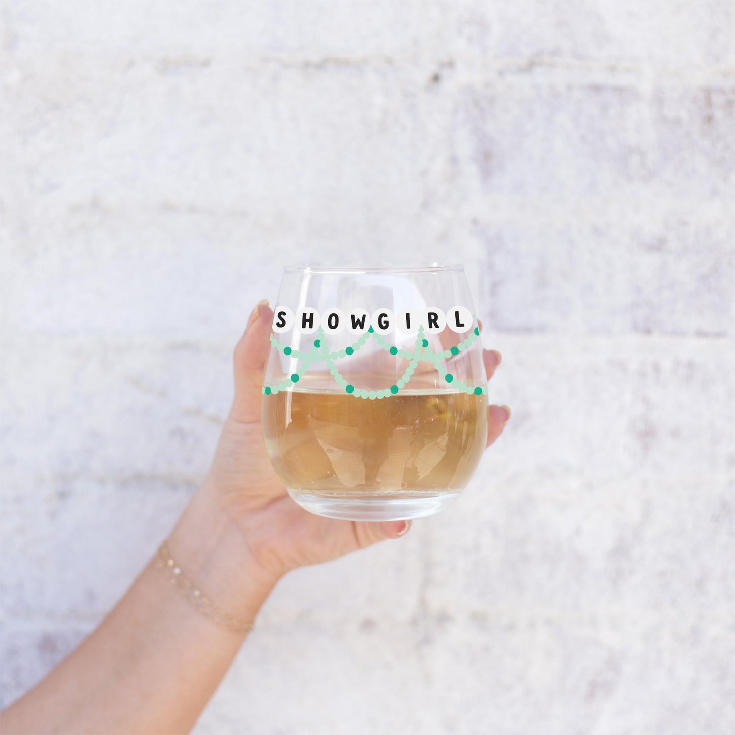 15oz Stemless Wine Glass-Showgirl Friendship Bracelets -2