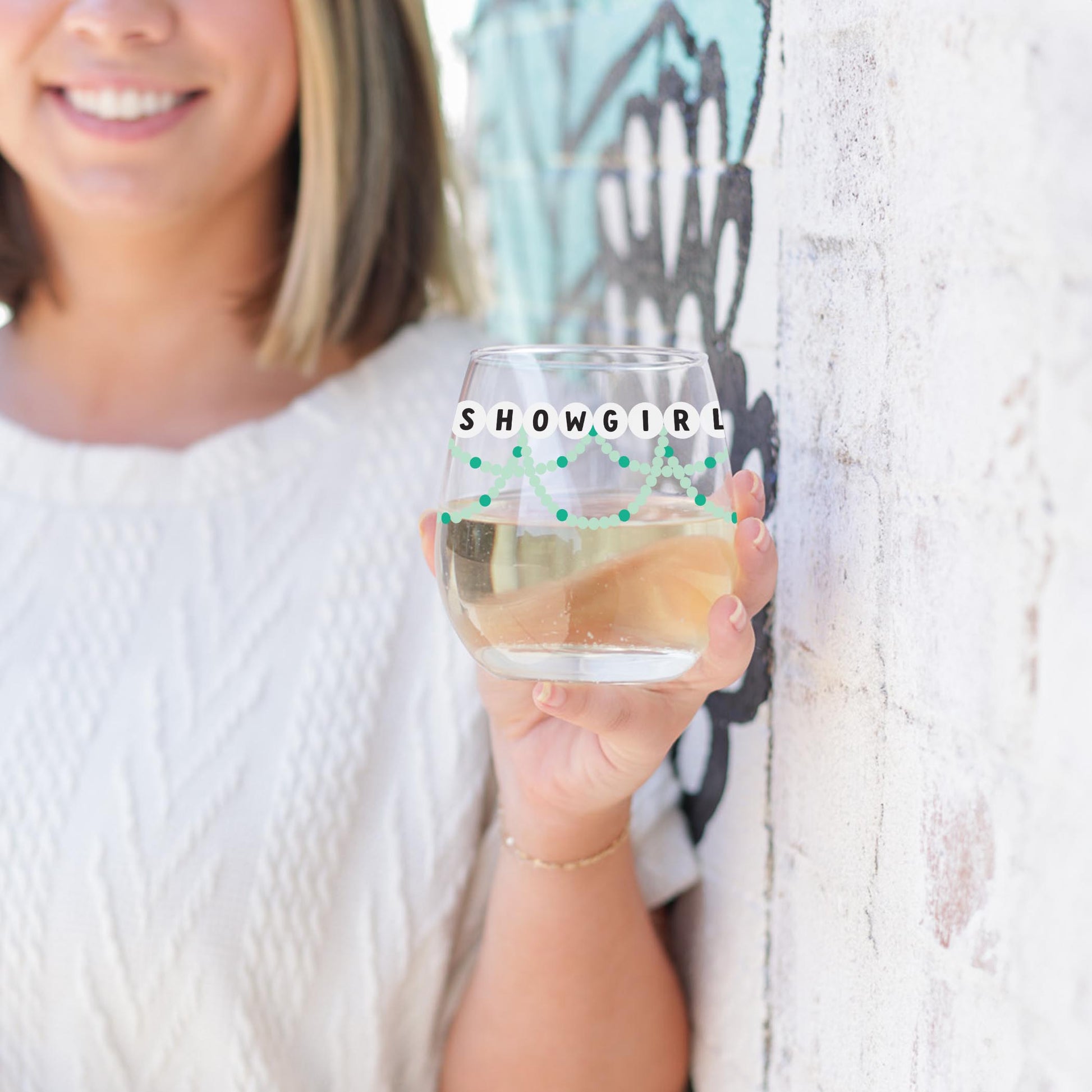 15oz Stemless Wine Glass-Showgirl Friendship Bracelets -3