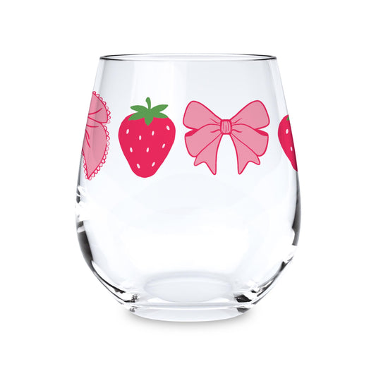 15oz Stemless Wine Glass-Strawberry Parlor -0