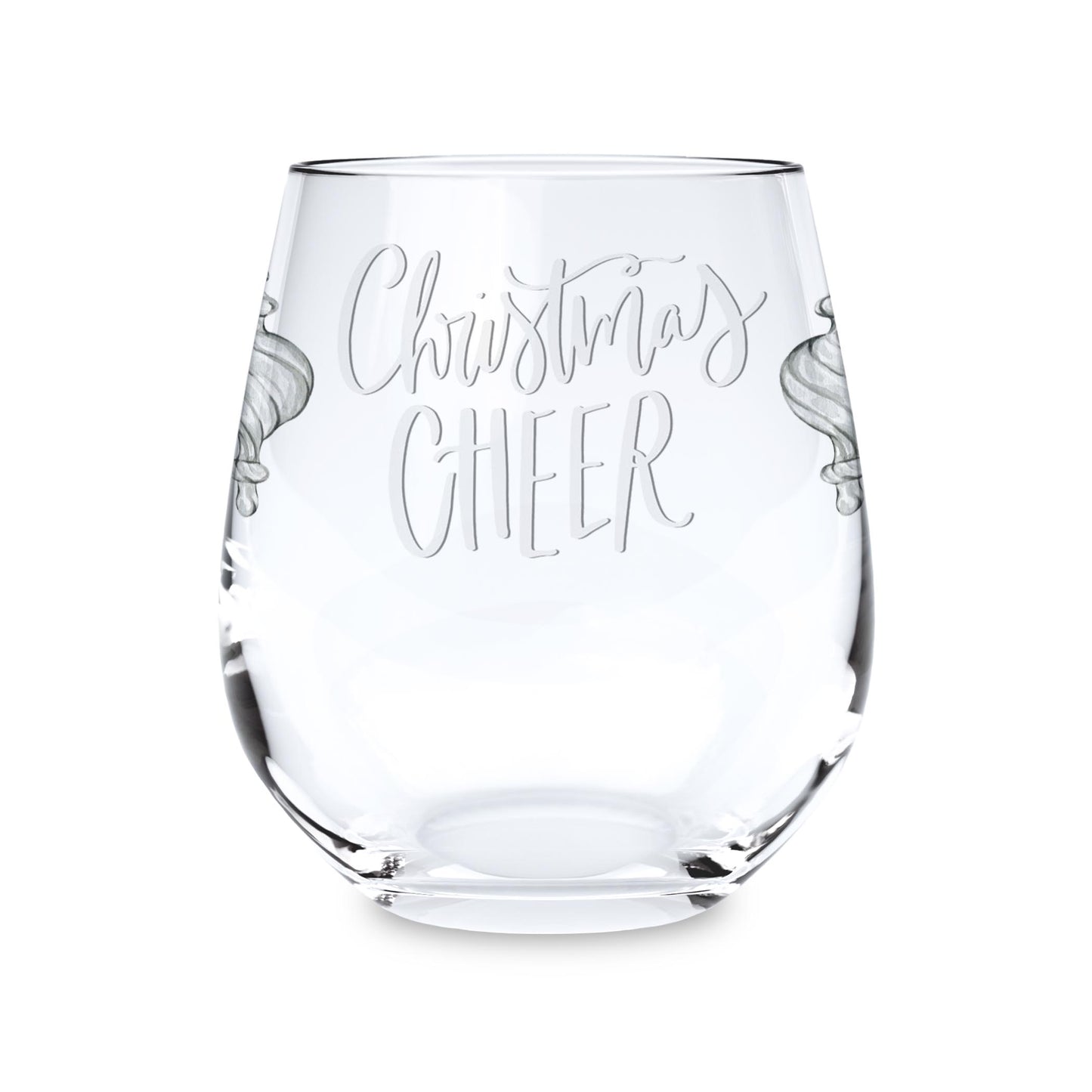 15oz Stemless Wine Glass-Holiday Tidings Christmas Cheer -0