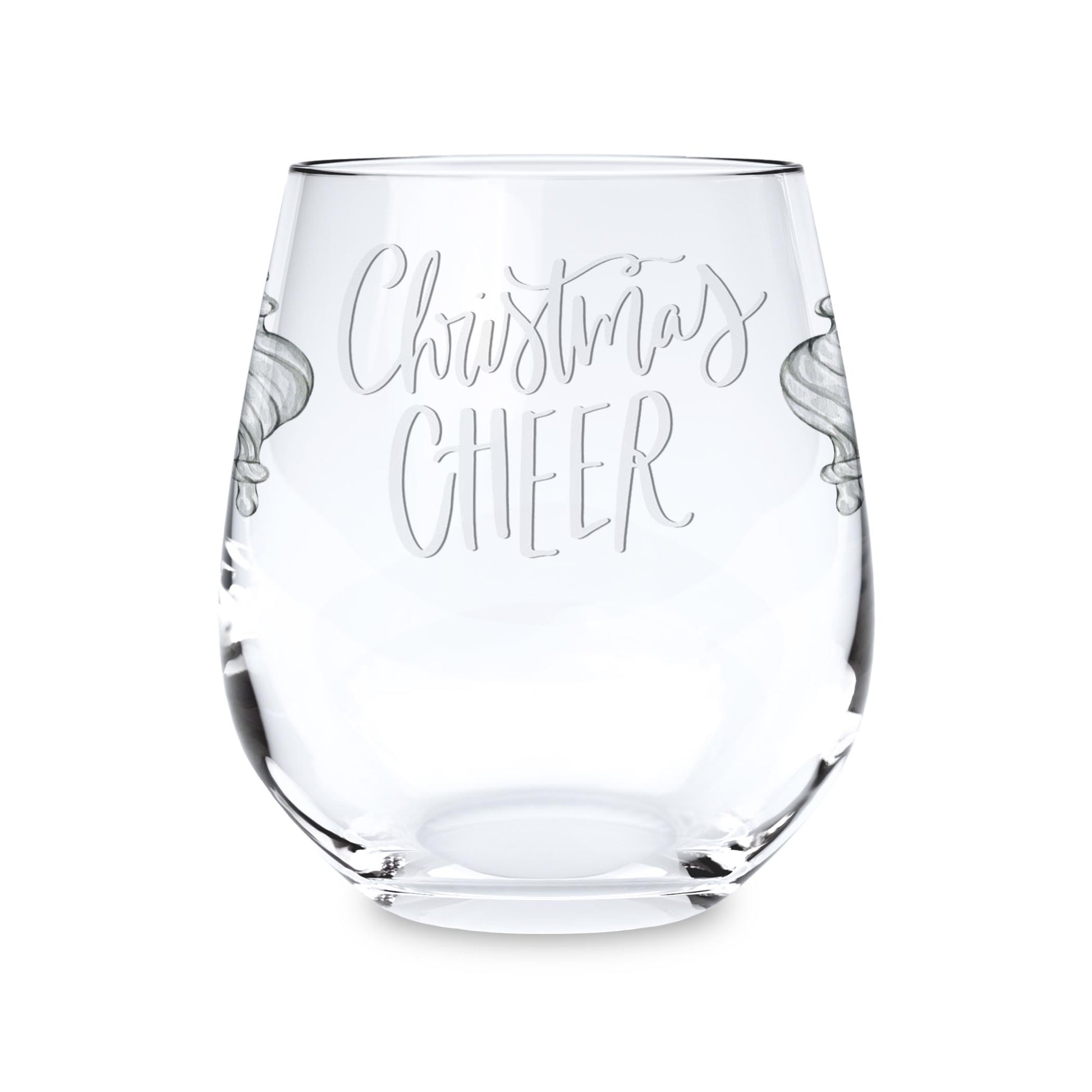 15oz Stemless Wine Glass-Holiday Tidings Christmas Cheer -0