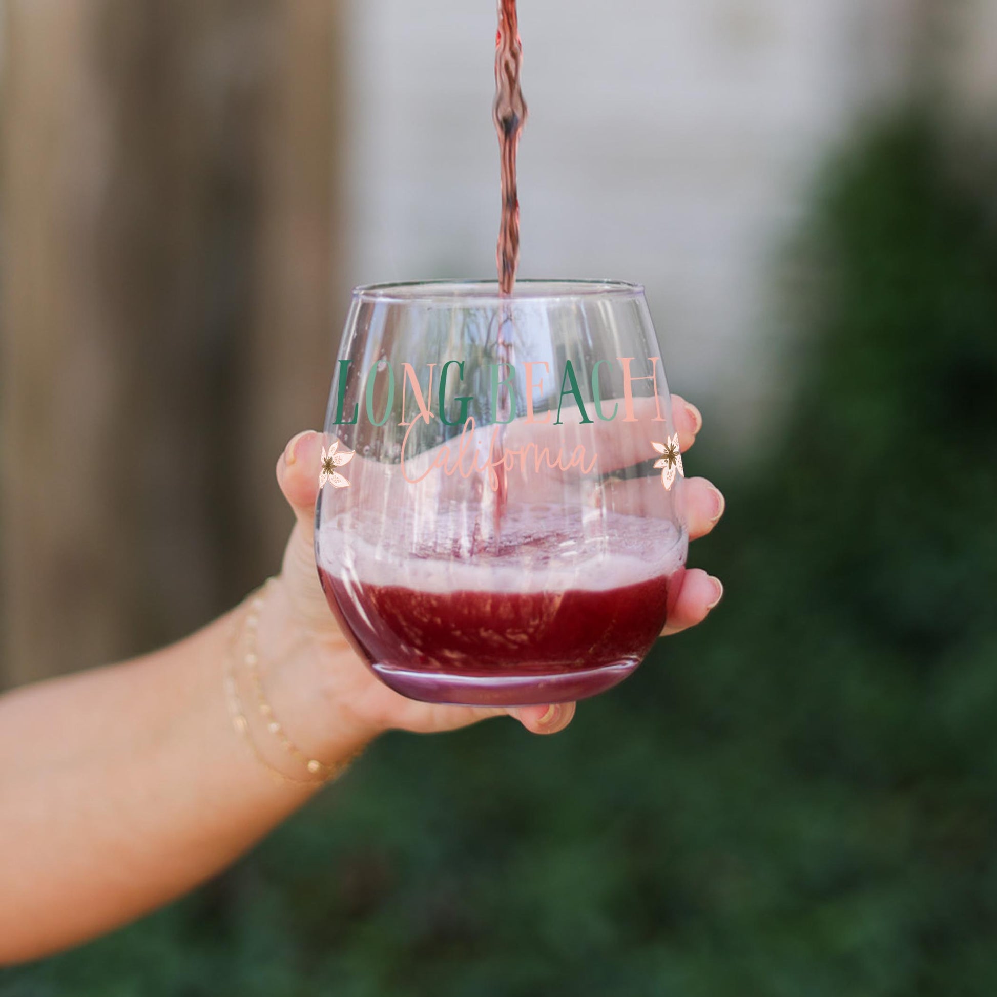 15oz Stemless Wine Glass-Love+Local Lush Tropics -3