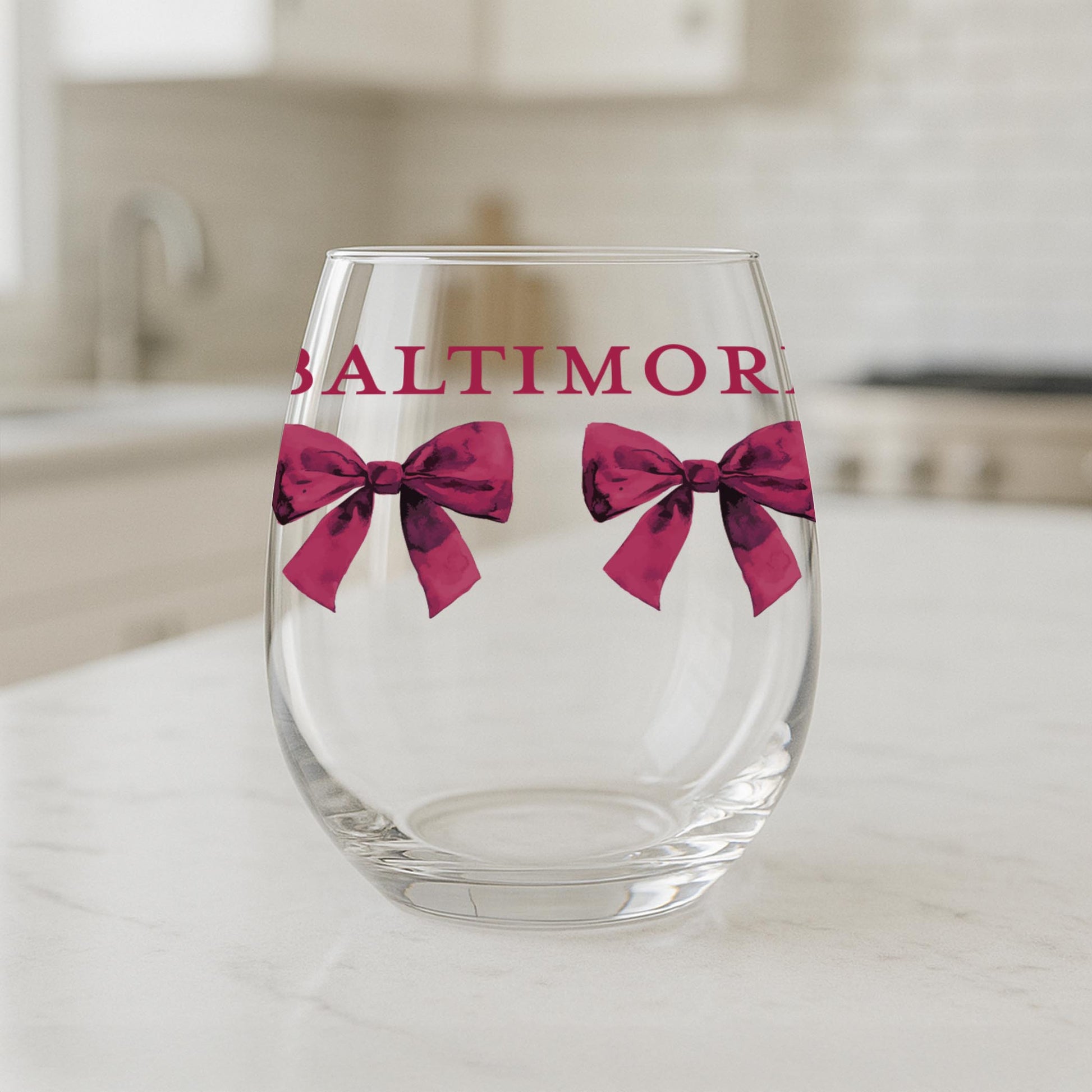 15oz Stemless Wine Glass-Love + Local Winterberry -1