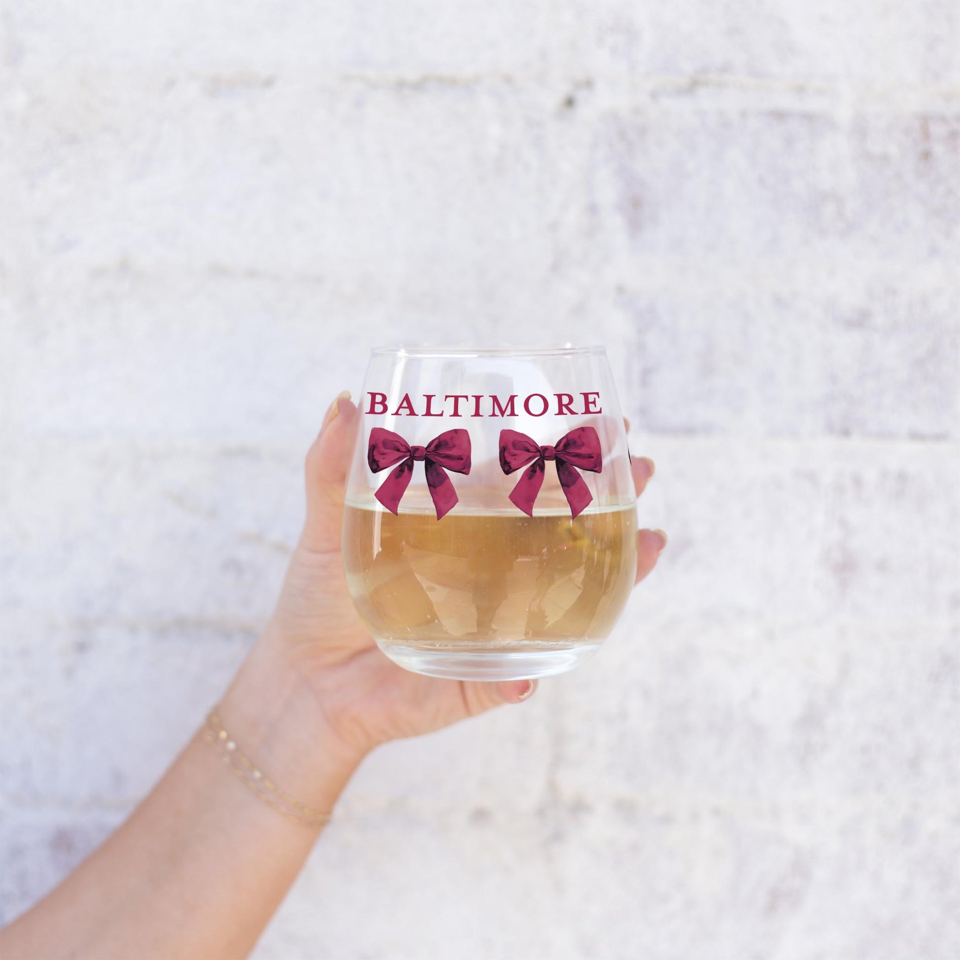 15oz Stemless Wine Glass-Love + Local Winterberry -2
