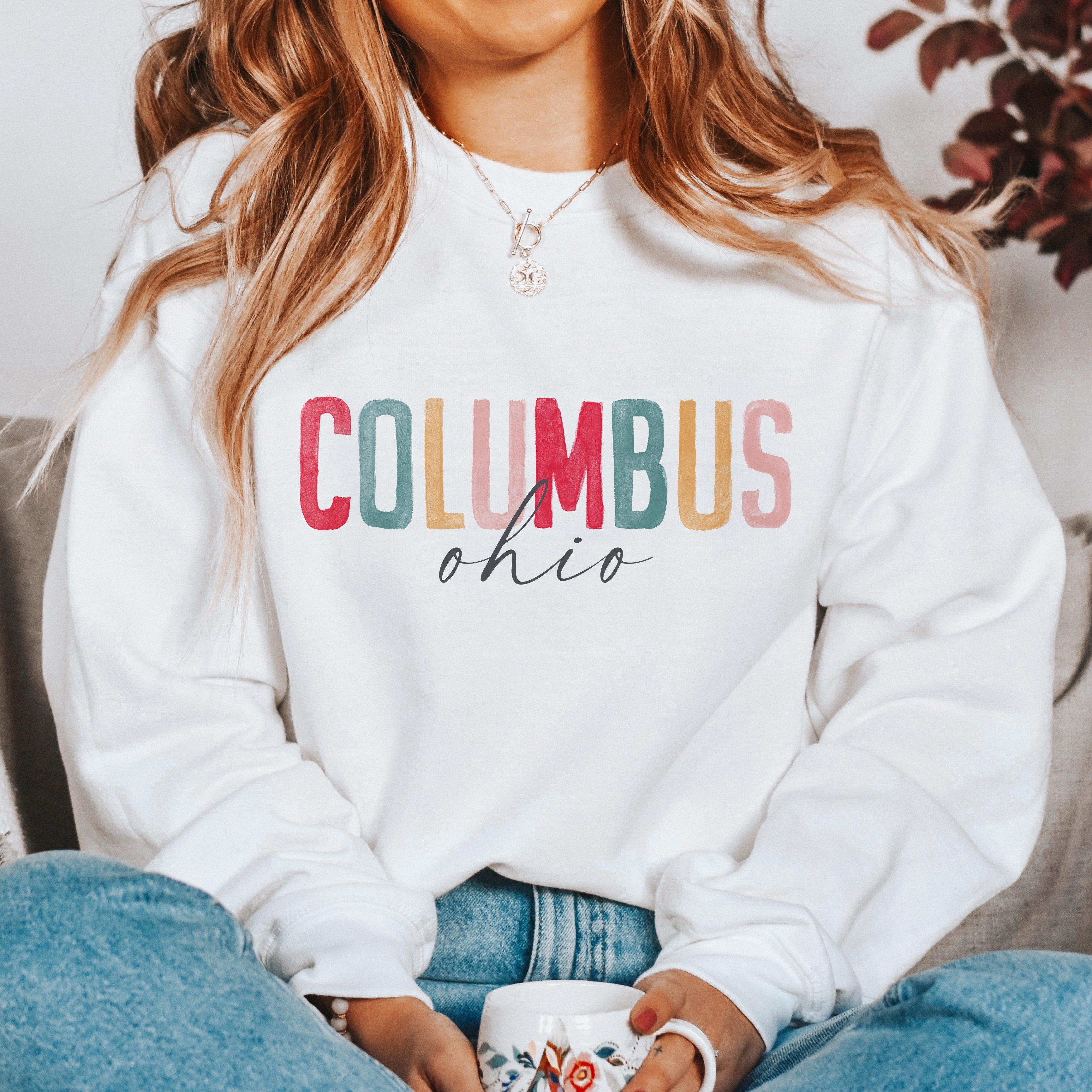 Love Local Graphic Sweatshirt Watercolor City Clairmont and Co