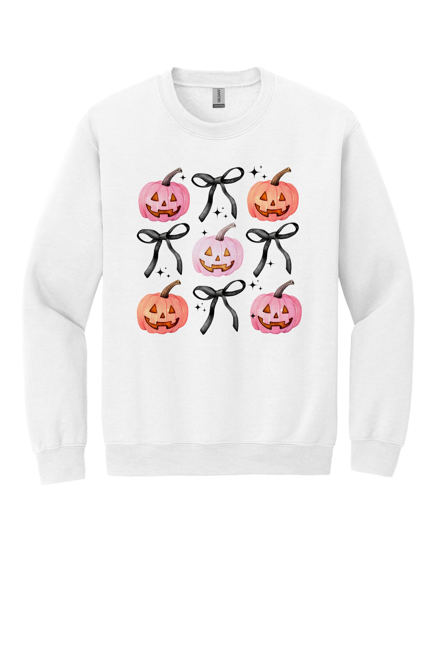 Sweatshirt White-Halloween Pumpkins and Bows