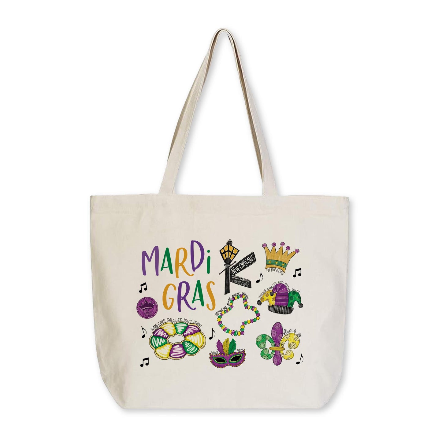 Tote Bag Natural Canvas-Mardi Gras Icons