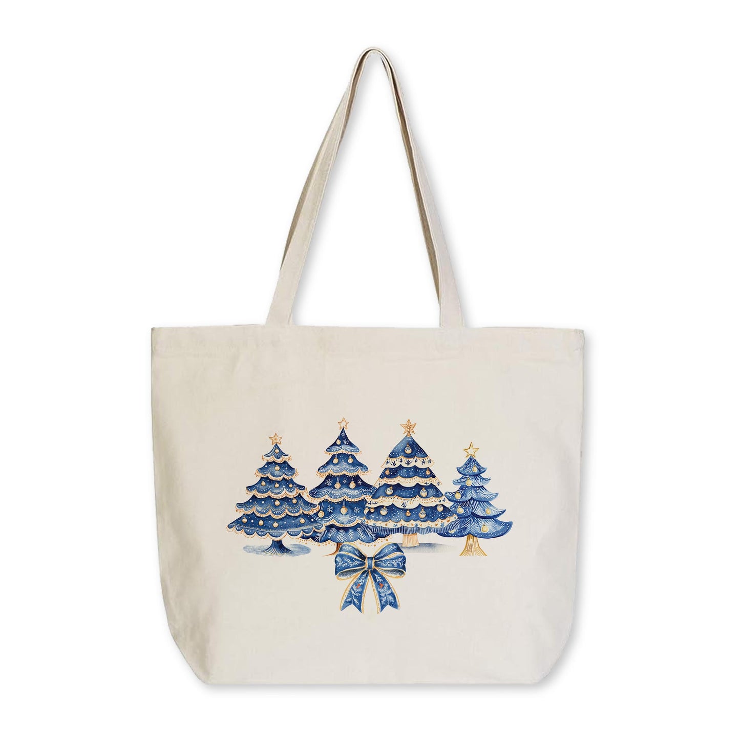 Tote Bag Natural Canvas-Blue Noel - A Grand Millennial Christmas -0