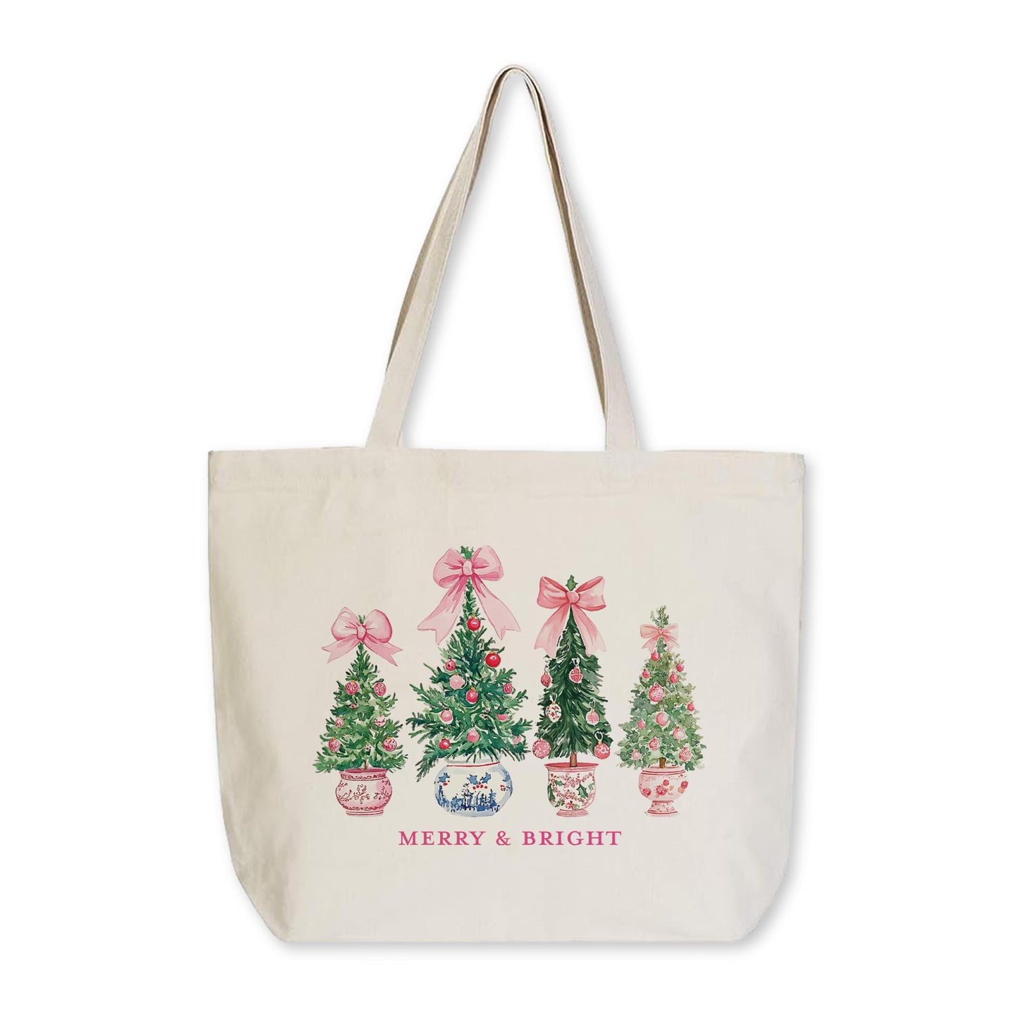Tote Bag Natural Canvas-Blush & Baubles - A Grand Millennial Christmas -0