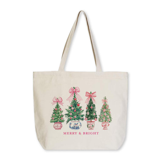 Tote Bag Natural Canvas-Blush & Baubles - A Grand Millennial Christmas -0
