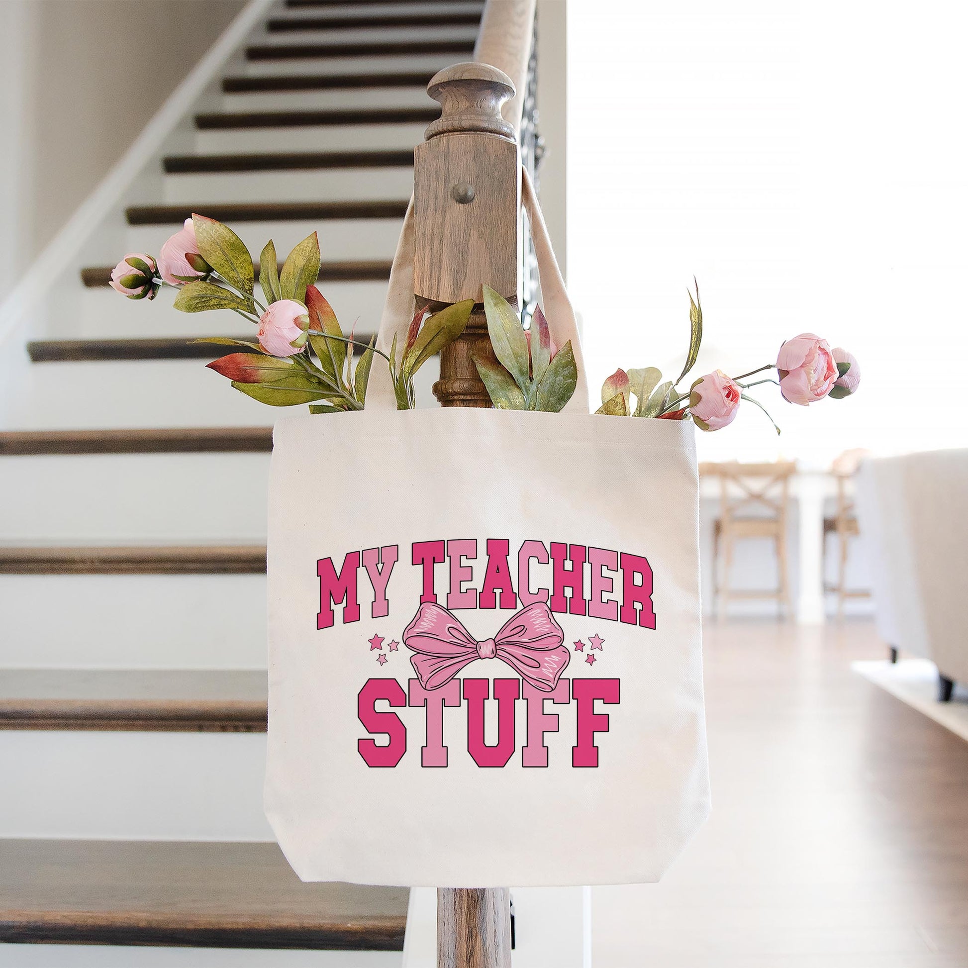 Tote Bag Natural Canvas-Classroom Coquette My Teacher Stuff -1