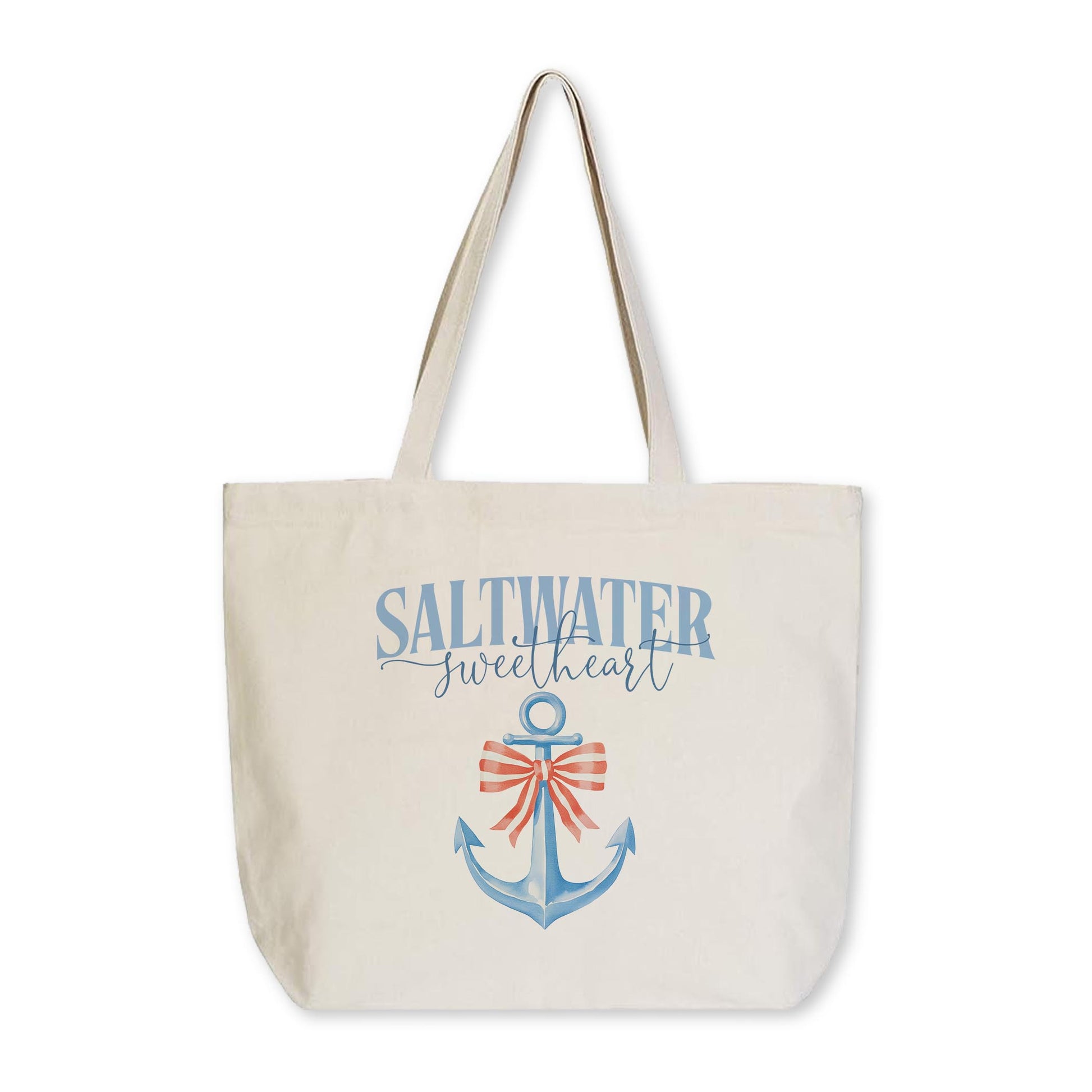 Tote Bag Natural Canvas-New England Tides Saltwater Sweetheart -0
