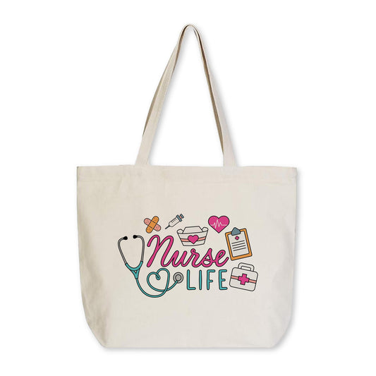 Tote Bag Natural Canvas-Nurse Life