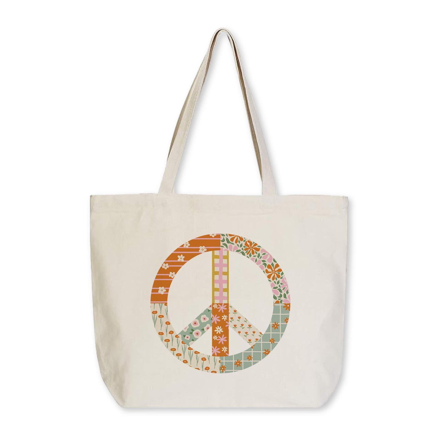 Tote Bag Natural Canvas-Spring Patch Peace Sign