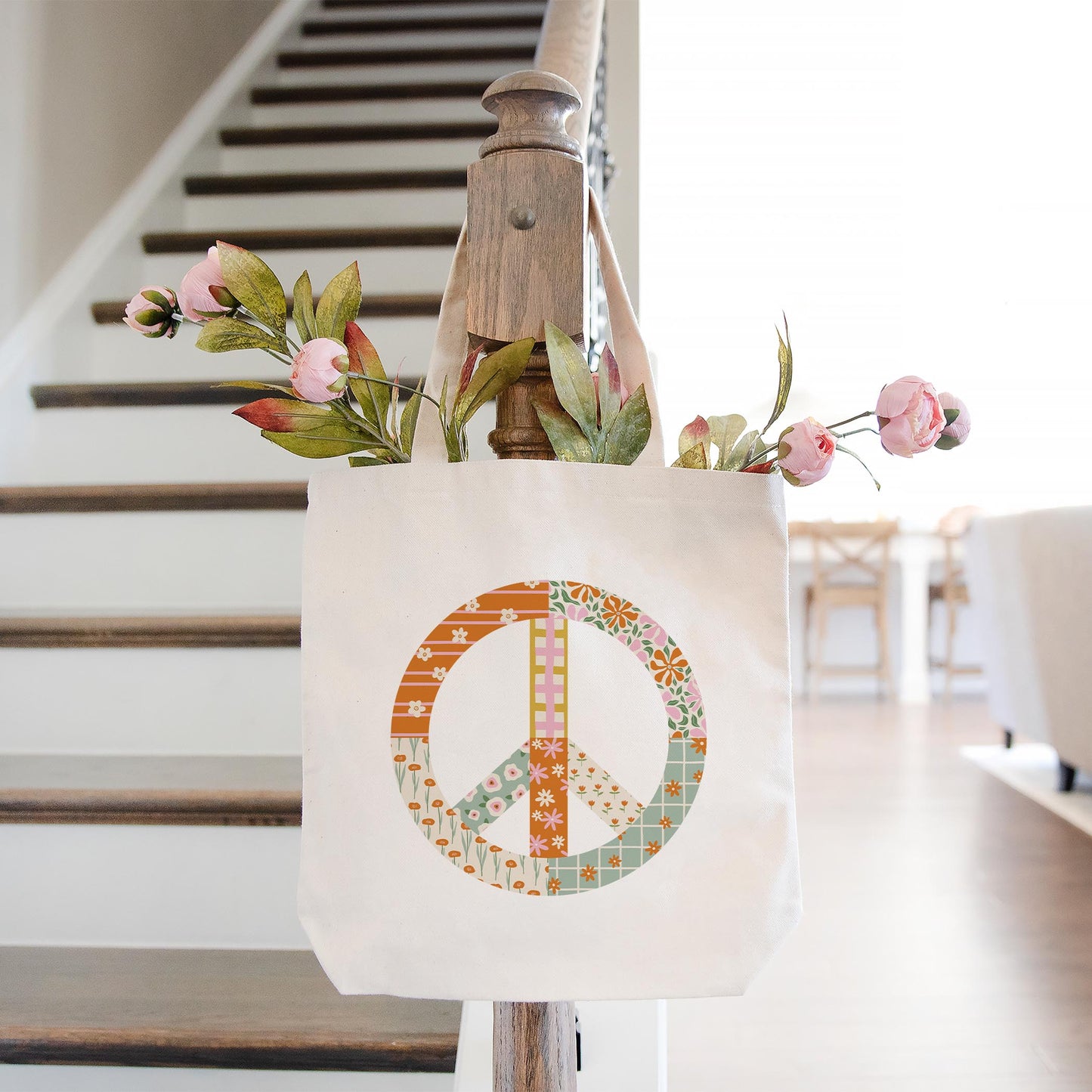 Tote Bag Natural Canvas-Spring Patch Peace Sign