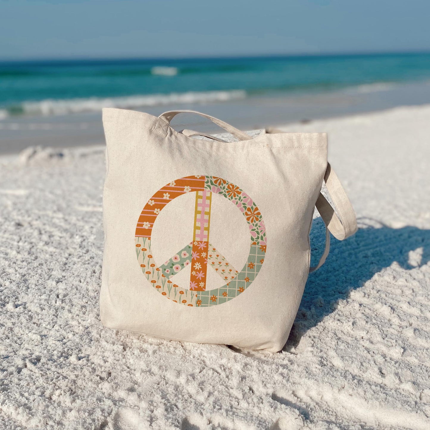 Tote Bag Natural Canvas-Spring Patch Peace Sign