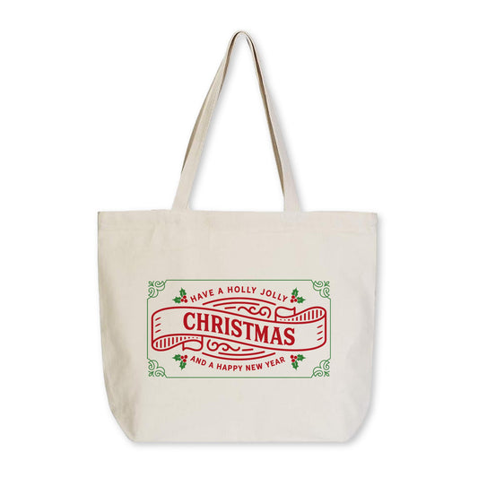Tote Bag Natural Canvas-Western Christmas -0
