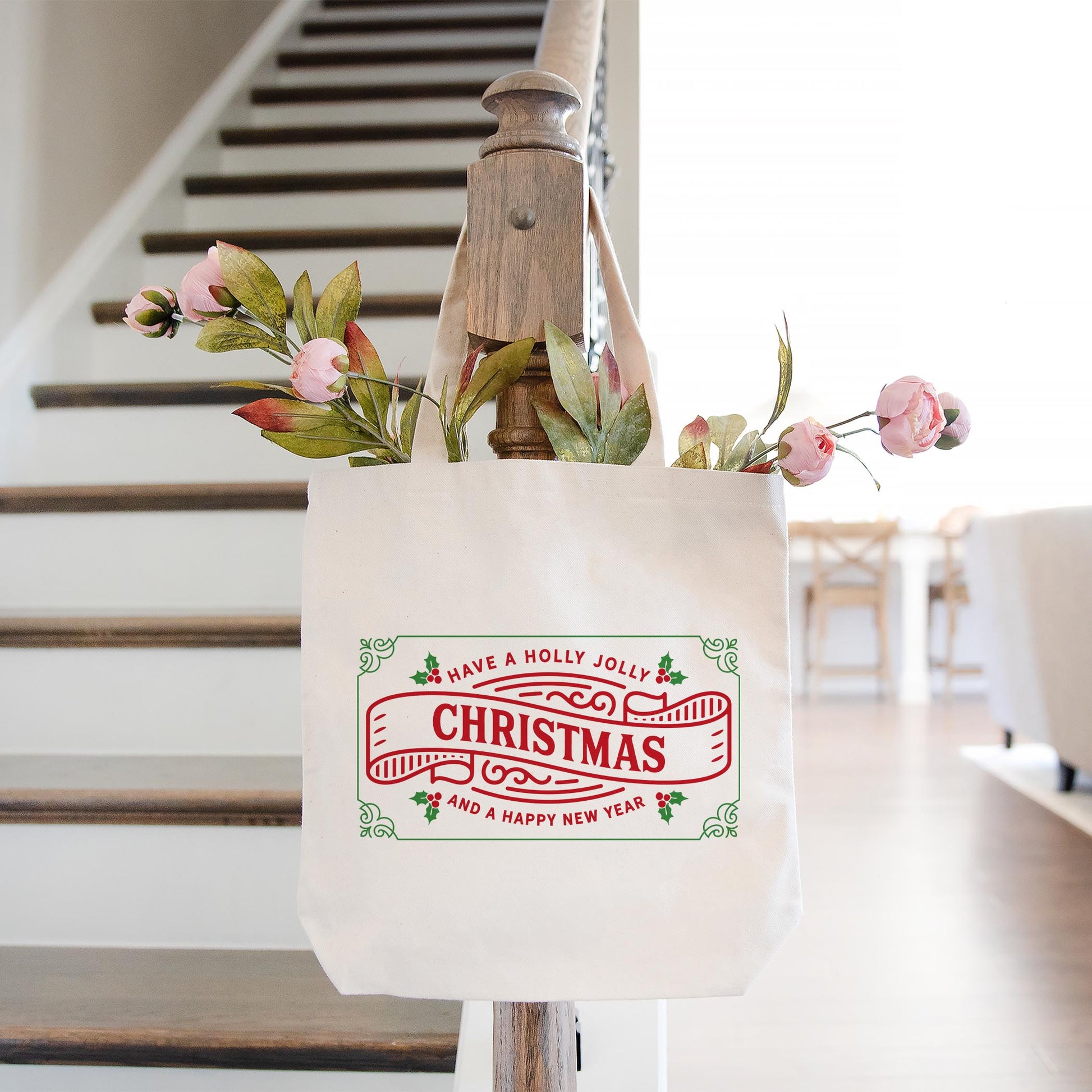 Tote Bag Natural Canvas-Western Christmas -1